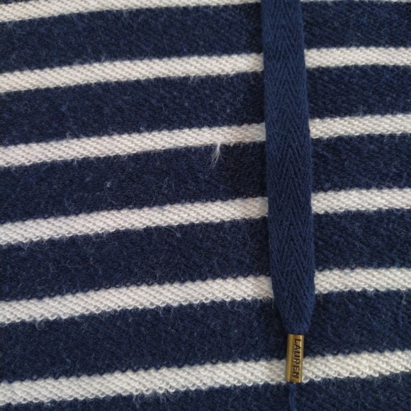 Lauren Jeans Co. Pullover Hoodie Ralph Lauren Womens Large Blue Striped Nautical - Picture 16 of 16
